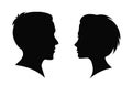 Man and woman silhouette. Face to face - vector Royalty Free Stock Photo